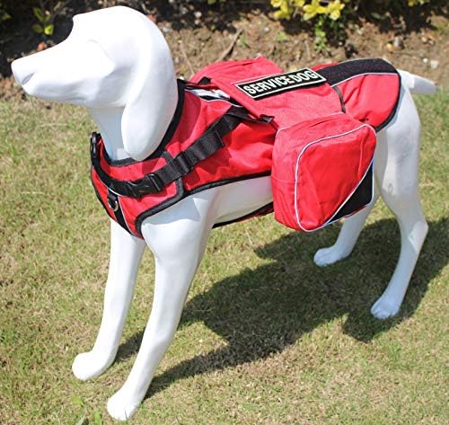 Serijoars Dog Vest Harnesses with Saddlebag Backpack for Camping & Travel - Reflective Hound Hiking