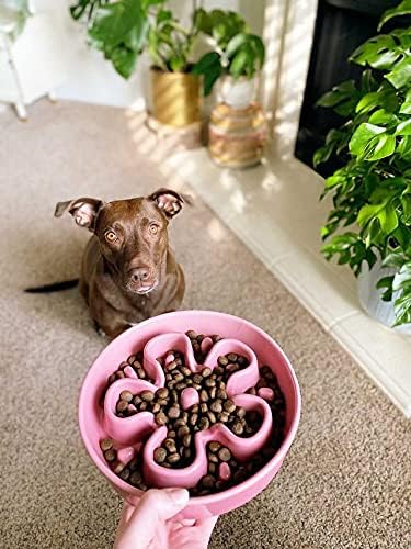 LE TAUCI Slow Feeder Dog Bowls Ceramic, 1.5 Cups Dog Food Bowl, Puppy Slow Feeder Dish for Fast