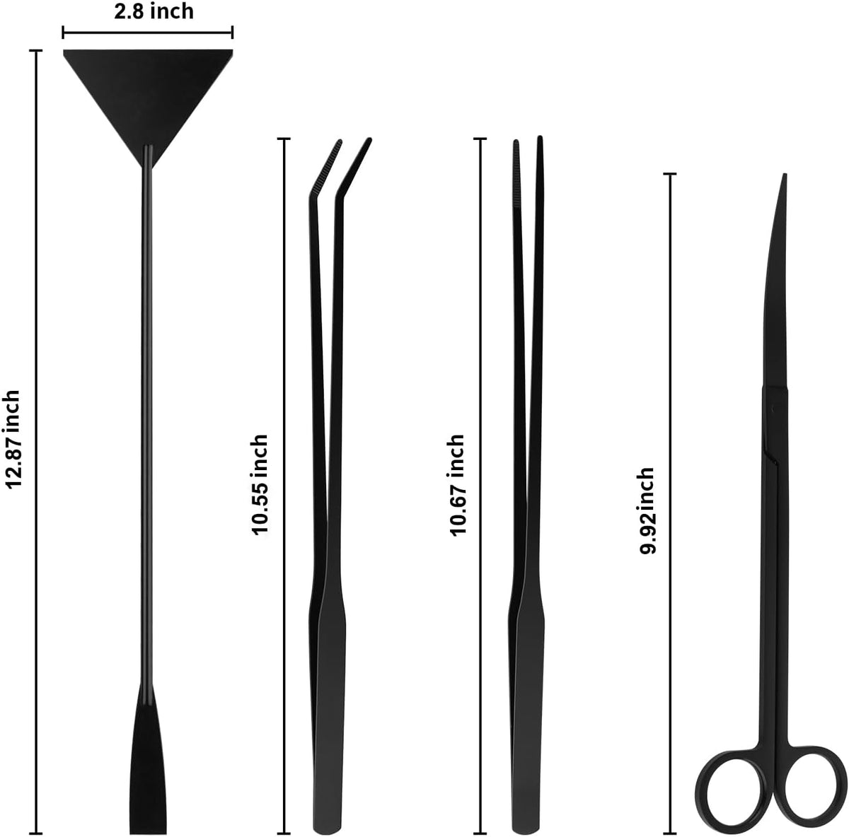 Tifanso Aquarium Aquascape Tools Kit - 4 in 1 Terrarium Decor Supplies with Long Tweezers Feeding
