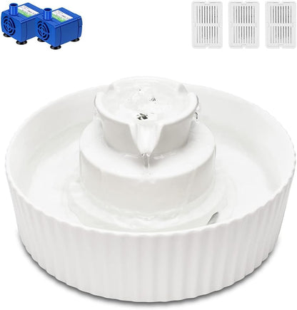 Ceramic Cat Water Fountain, 2.1L/71oz Cupcake Pet Water Fountain for Dog and Cat Indoor, 2 Ultra