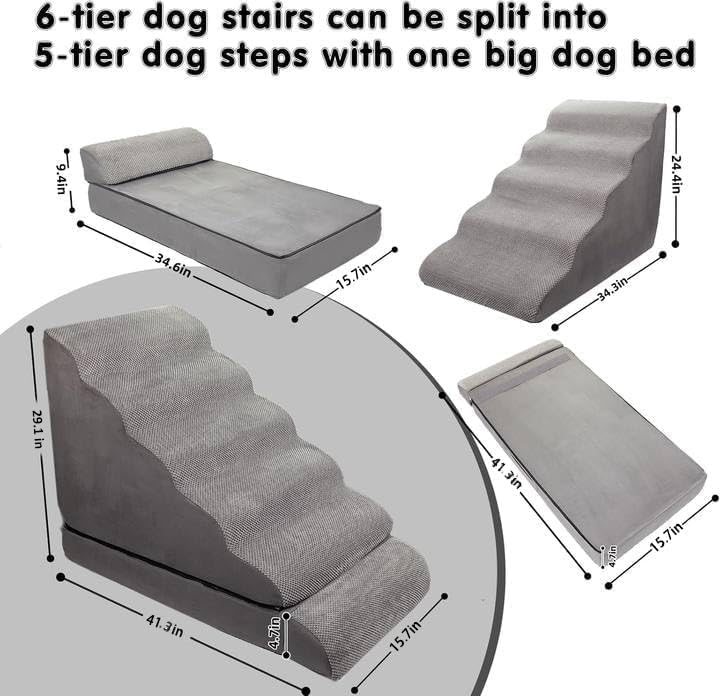 Soft Dog Stairs & Steps for High Beds 28 Inches High Tall, LitaiL Pet Stairs/Steps for High Beds