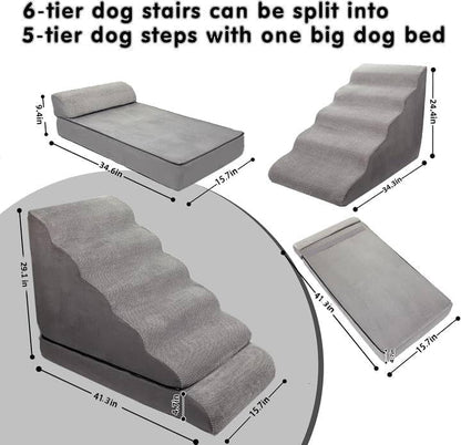 Soft Dog Stairs & Steps for High Beds 28 Inches High Tall, LitaiL Pet Stairs/Steps for High Beds