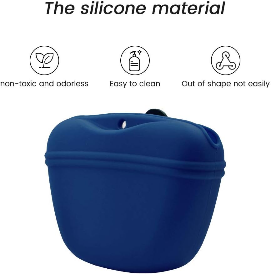 AUDWUD Silicone Dog Treat Pouch,Clip on Portable Training Container,Convenient Magnetic Buckle