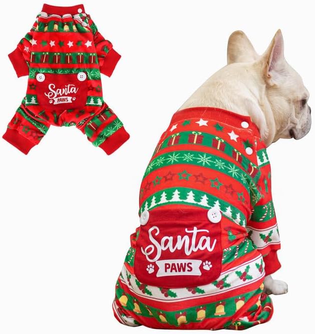 BEA Christmas Dog Pajamas for Extra Large Dogs, Soft Fleece Pet Sweater Clothes Warm Puppy Onesie