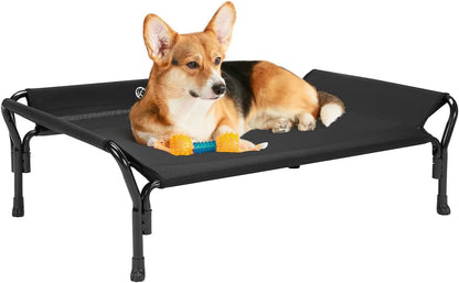 Veehoo Cooling Elevated Dog Bed, Raised Pet Cot with Guardrail & Slope Headrest, Durable Breathable