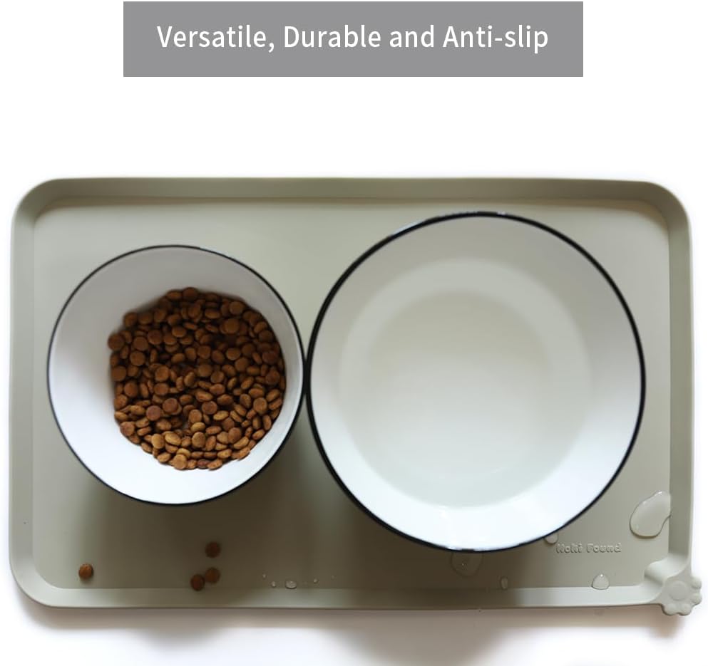Hoki Found Silicone Pet Food Tray - Non Slip Pet Dog Cat Bowl Placemat - Feeding Mat - Waterproof
