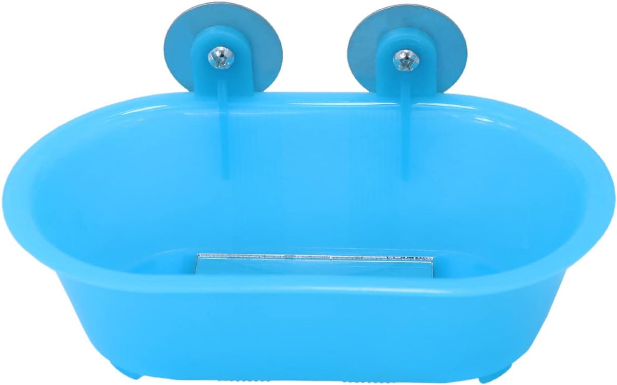 Wontee Bird Bath with Mirror Toy Fixable Parrot Bathroom Tub for Small Brids Parrot Canary Budgies