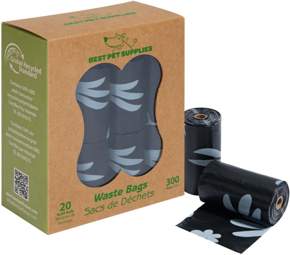 Best Pet Supplies Poop Bags for Dogs, 50% Post-Consumer Recycled Content dog waste bags on rolls