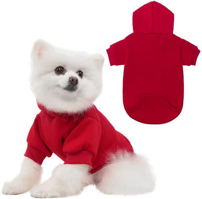 KOOLTAIL Basic Dog Hoodie - Soft and Warm Dog Hoodie Sweater with Leash Hole and Pocket, Dog Winter