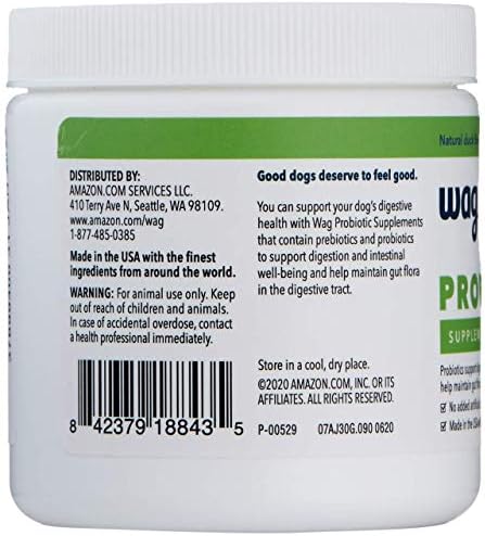 Amazon Brand - Wag Probiotic Supplement Daily Chews for Dogs, Supports Digestion and Gut Health
