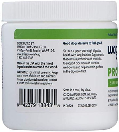 Amazon Brand - Wag Probiotic Supplement Daily Chews for Dogs, Supports Digestion and Gut Health