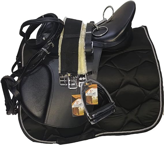 Leather English Riding Horse Black Saddle Starter Kit for Horse Riding Gift Set English Jumping