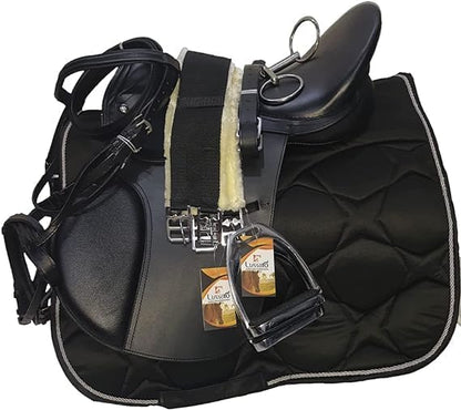 Leather English Riding Horse Black Saddle Starter Kit for Horse Riding Gift Set English Jumping