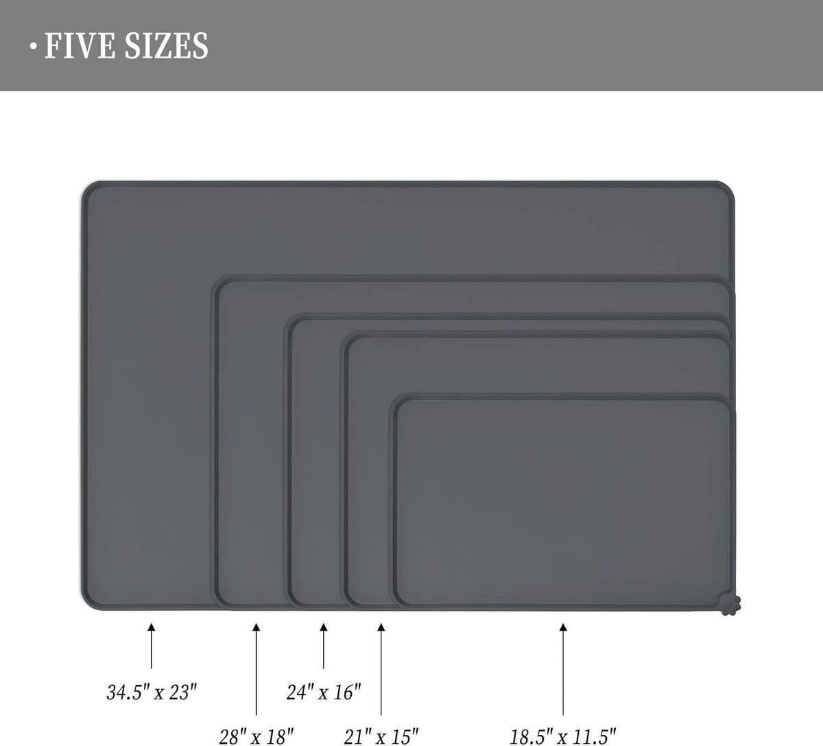 Waterproof Pet Feeding Mat with High Raised Edges, Heavier and Thicker Placemats for Cat Dog Water