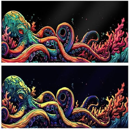 30X18IN Blacklight Octopus Sea Monster HD 3D Black Light Aquarium Background UV Reactive Background