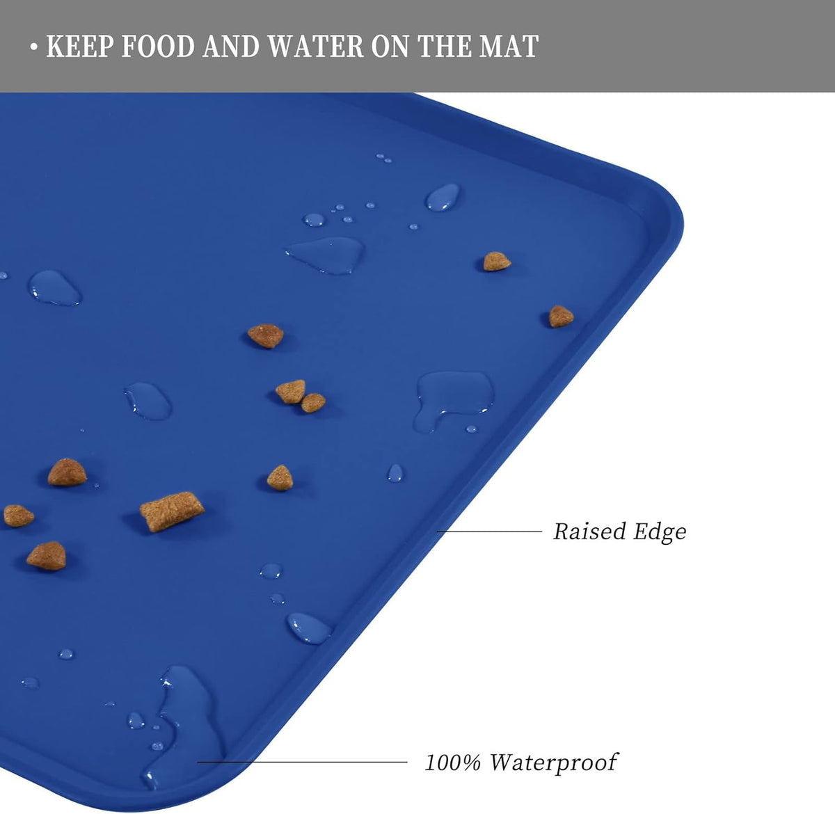 Waterproof Pet Feeding Mat with High Raised Edges, Heavier and Thicker Placemats for Cat Dog Water