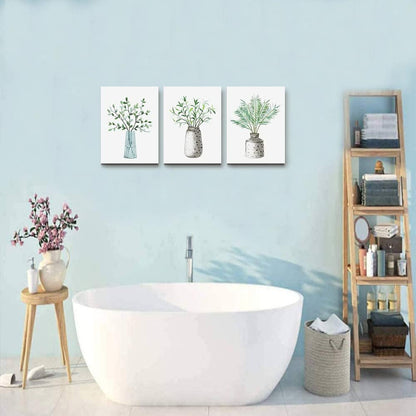 AHUASJART Canvas Wall Art - Paintings for Kitchen, Dining Room, Family Wall Decor - Green Leaf