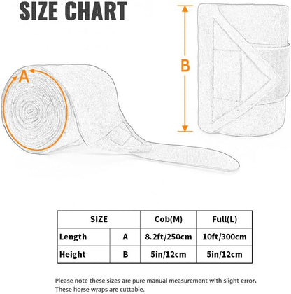 Horse Polo Leg Wraps Soft Fleece Wraps Equestrian Leg Bandage 4-Pack (Full(10ft), White)