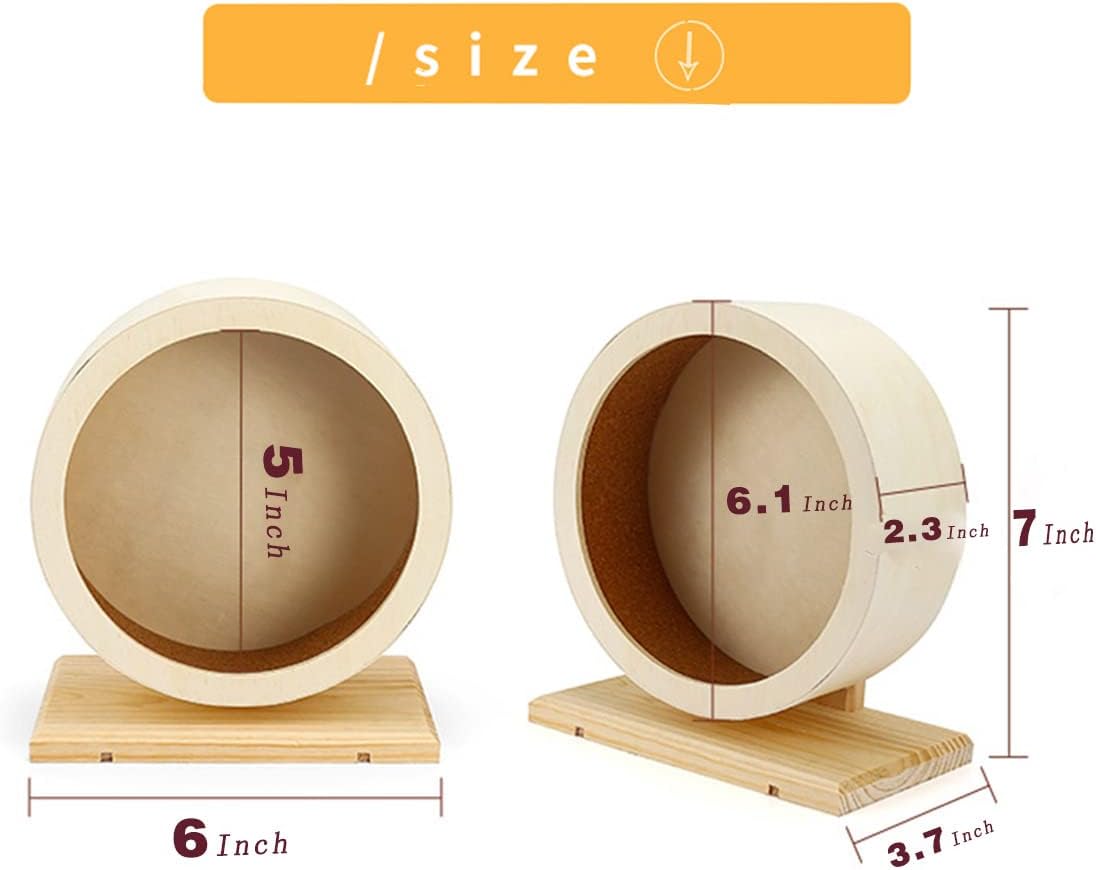 antiai Hamster Wooden Silent Wheel, Small Animal Exercise Wheel Accessories, Quiet Spinner Hamster