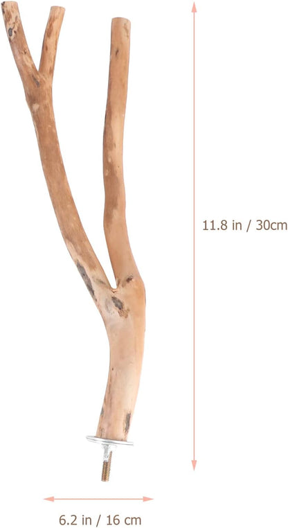 2pcs Bird Parrot Perch Stand Poles, Natural Wooden Parrot Perch for Cage, Branches Fork Rod for