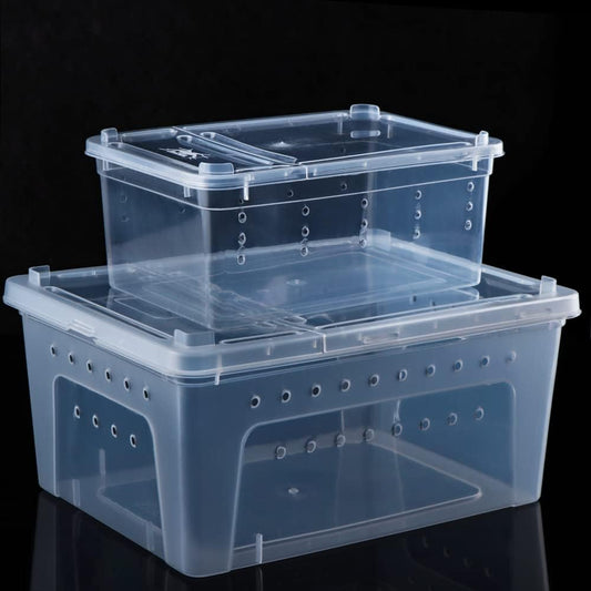 2 Pack Reptile Box Escape-Proof Breeding House Portable Reptile Terrarium Habitat for Reptile