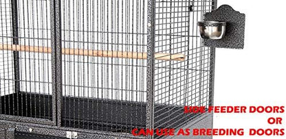Extra Large Stackers Heavy Duty Wrought Iron Breeder Parrot Aviary Bird Breeding Rolling Cage with