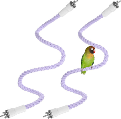 2-Pack Rope Perches for Bird Cages, 31.5 in Length Comfort Grip Flexible Rope Perch Beak & Paw