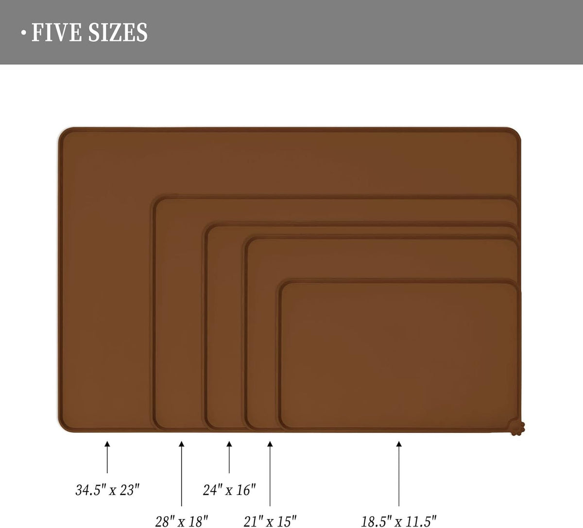 Waterproof Pet Feeding Mat with High Raised Edges, Heavier and Thicker Placemats for Cat Dog Water