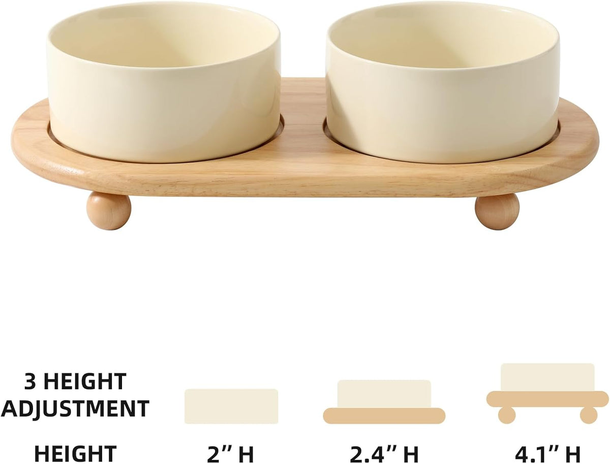 Ceramic Elevated Dog Bowls, Food and Water Bowls for Dogs, Puppy, Raised Dog Dish, Pet