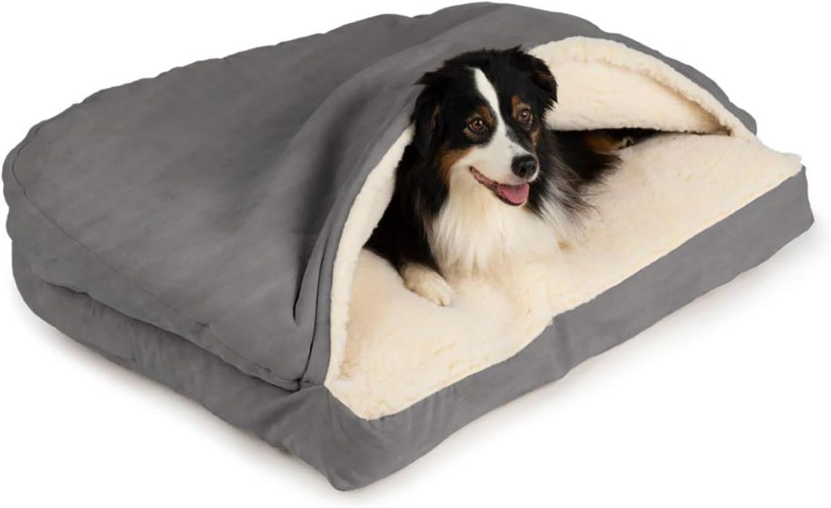 Snoozer Rectangle Cozy Cave Dog Bed - Indoor Dog Bed with Cover Cave, Covered Calming Burrow for