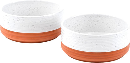 SPUNKYJUNKY Ceramic Dog Bowls 2 Pack, 7.3'' Dog Food Water Double Feeding Bowls Non-Slip for Medium