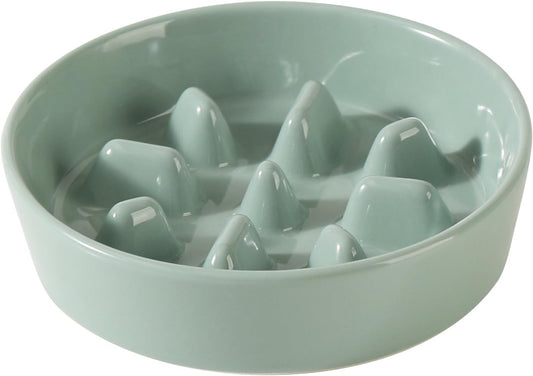 Ceramic 6.1inch Dog Bowl Slow Feeder, Slow Pet Food Dish for Small Dog and Cat, Stop Bloat
