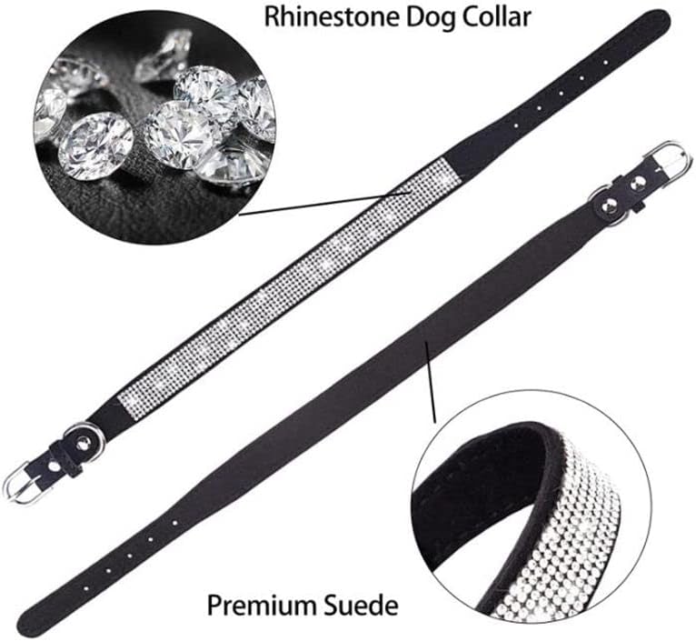 Rhinestone Dog Collar for Small Dogs, Bling Diamond Fancy Crystal Glitter Pretty Jewel Pet Puppy