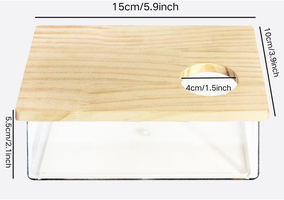 Hamster Sand Bath Box Container, Small Pet Sandbox Lid Design Take Bath Wooden Sandbox Dust Bath