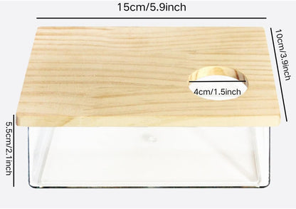 Hamster Sand Bath Box Container, Small Pet Sandbox Lid Design Take Bath Wooden Sandbox Dust Bath