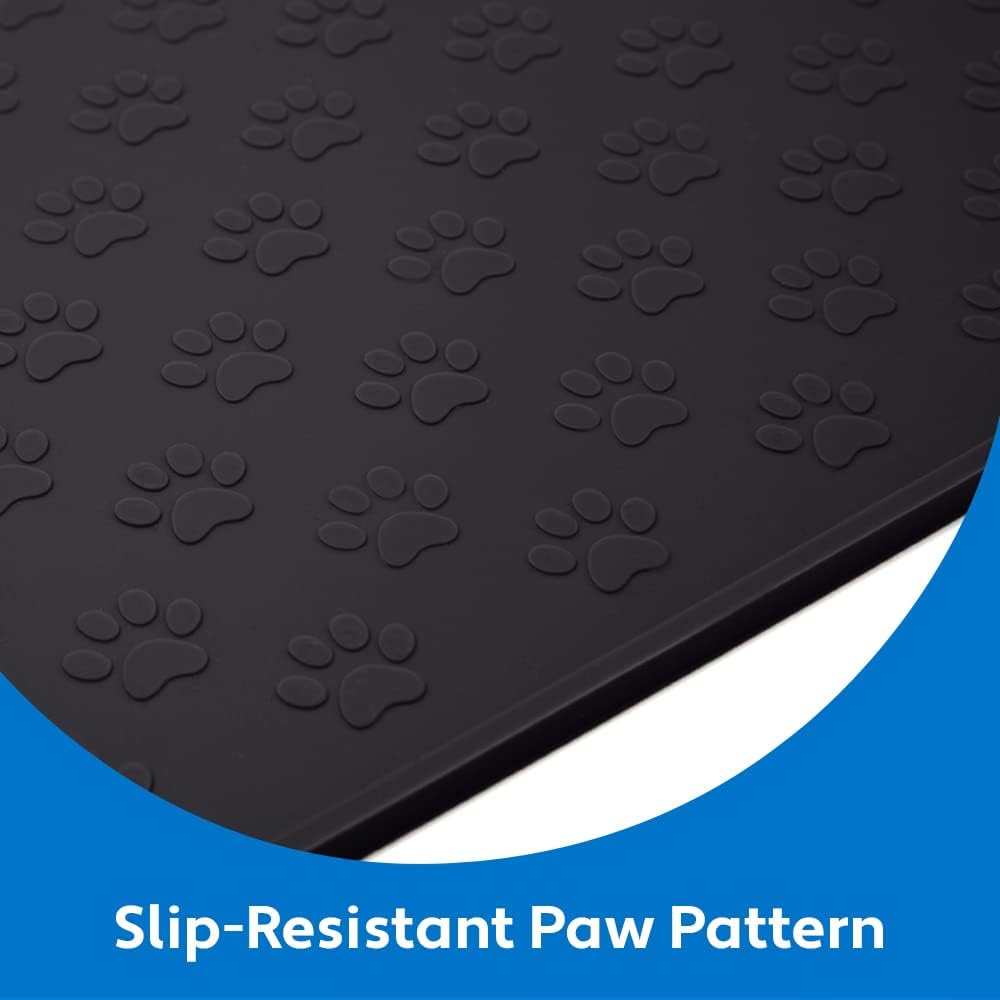 MIGHTY MONKEY 100% Waterproof Dog Food Mat, Raised Edges Silicone Pet Feeding Placemat for Cat