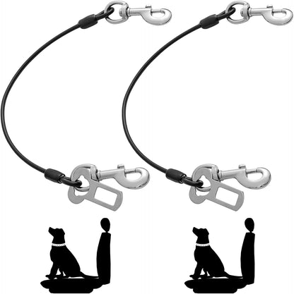 Dog Seat Belt Harness for Car,2pcs Dog Seatbelt of Coated Wire Leash Safety Restraint,No Chew