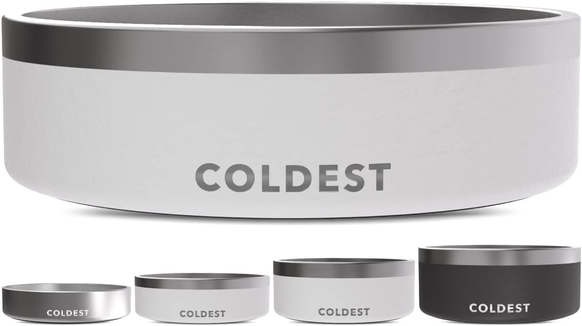Coldest Dog Bowl - Anti Rust Metal, Non Slip, 3 Layers Insulated Stainless Steel Dog Bowls - Spill