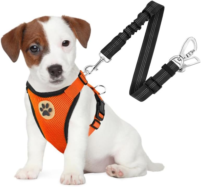 SlowTon Dog Seat Belt Harness for Car, Dog Car Harness Adjustable Mesh Breathable & Dog Seatbelt