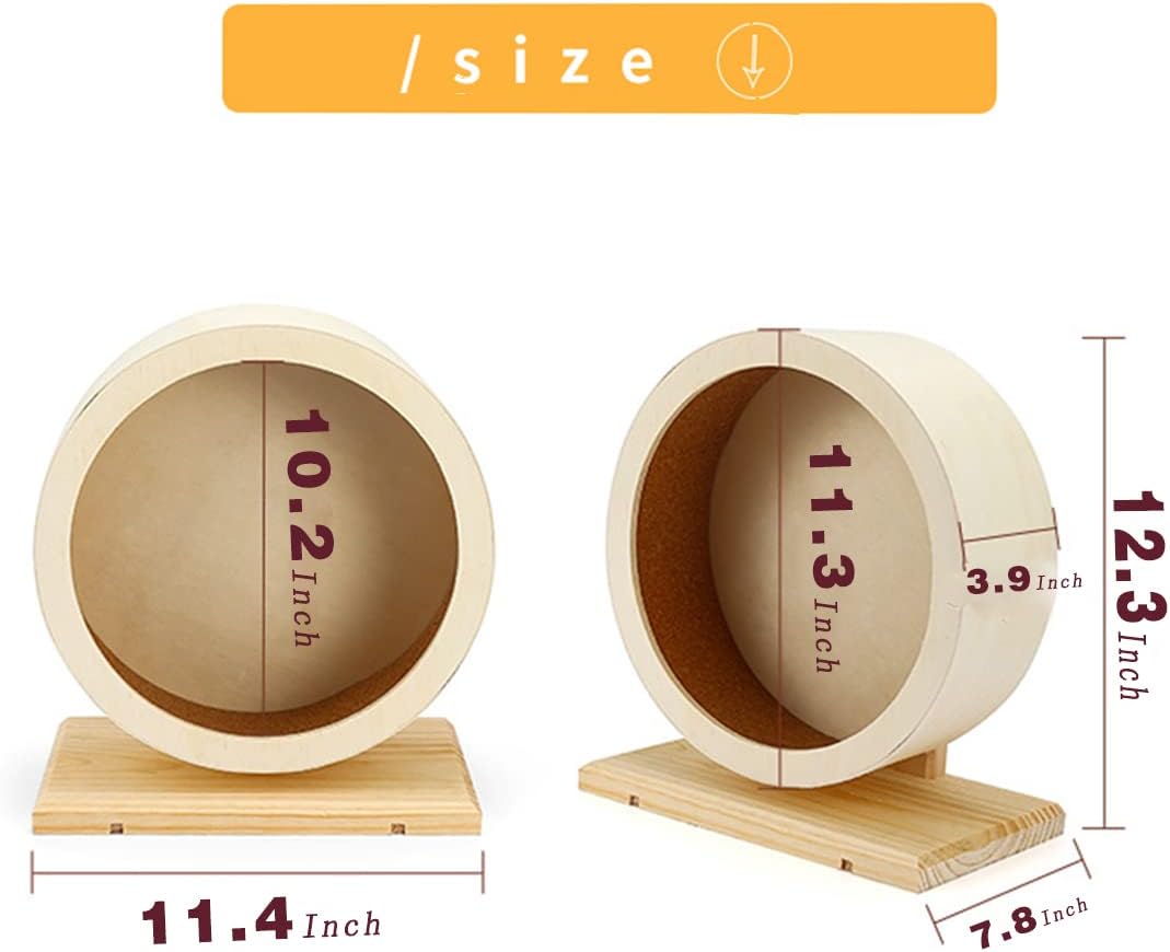 antiai Hamster Wooden Silent Wheel, 12 Inch Small Animal Exercise Wheel Accessories, Quiet Spinner