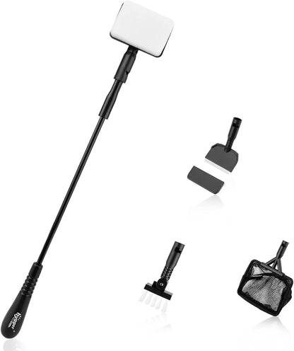 hygger Small Fish Tank Cleaner, Aquarium Cleaning Tools Kit with Handle, Seaweed Scraper, Fishing