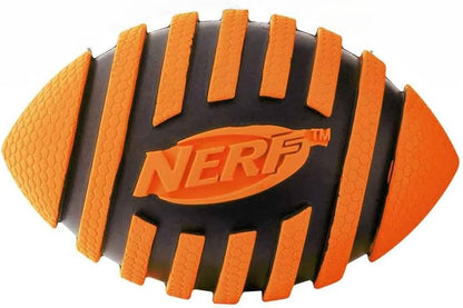 Nerf Dog Spiral Squeak Football Outdoor Dog Toy, 5 Inch Dog Football Squeaking Toy for Medium and