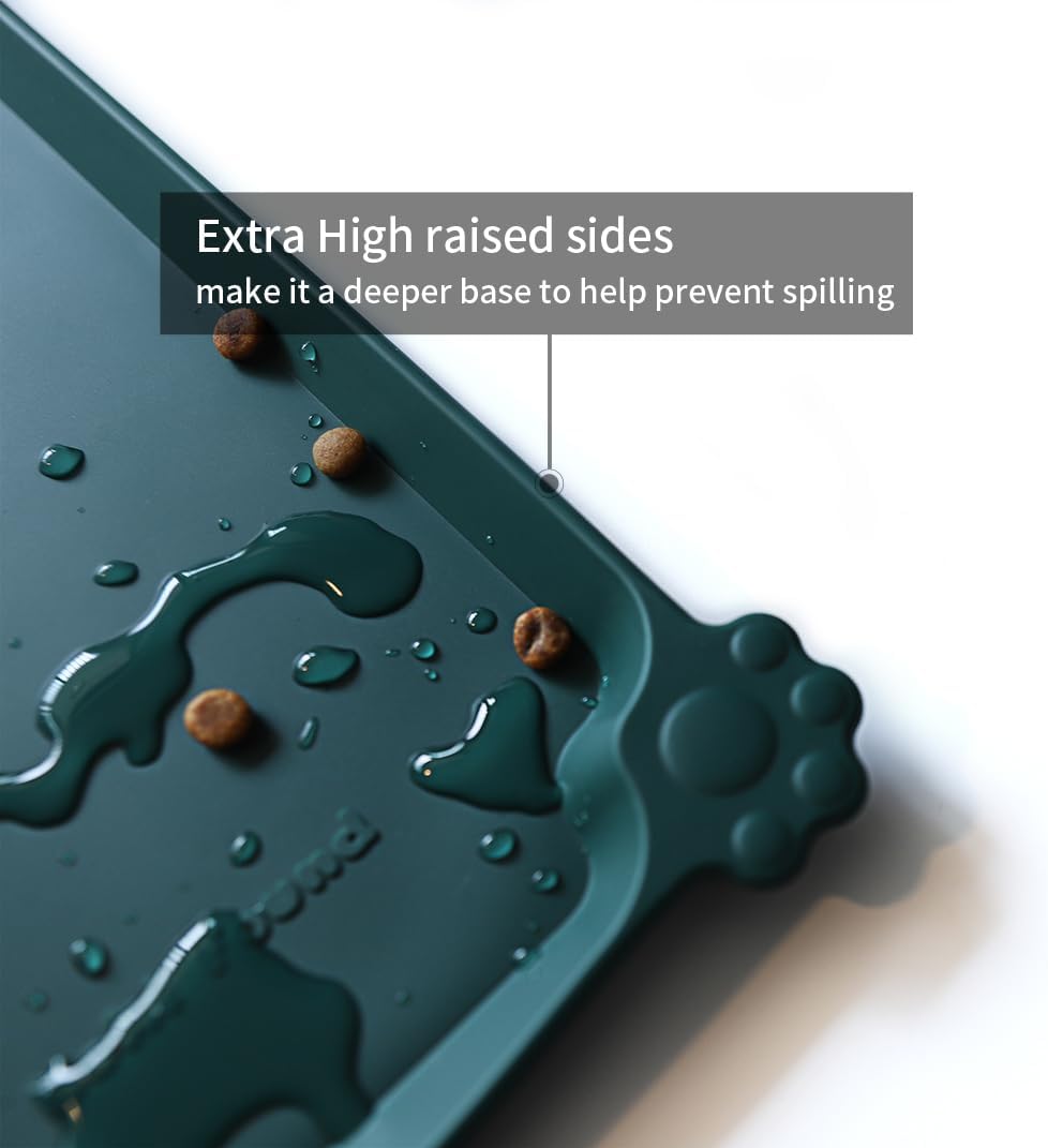 Hoki Found XX-Large Silicone Non Slip Pet Dog Cat Bowl Mats - Placemat for Feeding - Waterproof for
