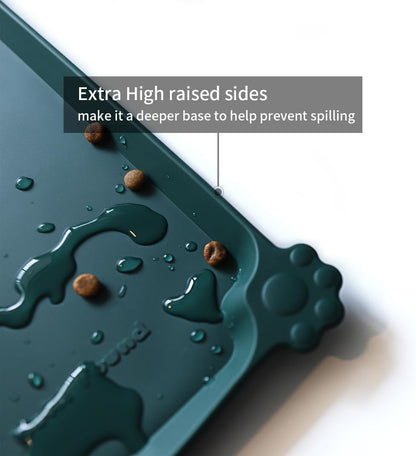 Hoki Found L Silicone Non Slip Pet Food Mats - Tray for Dogs & Cats - Waterproof Dog & Cat Bowl