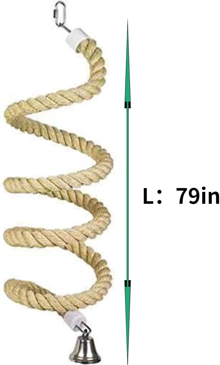Bird Spiral Rope Perch, Hemp Rope Swing Perch, Cage Stand Pole Accessory, Standing Climbing Toy for