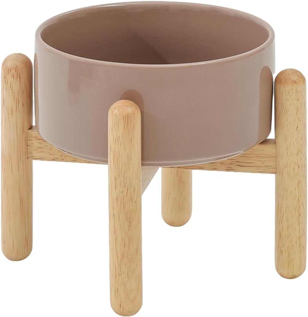 Ceramic 6.1inch Raised Dog Bowl with Stand for Small and Medium Dog Dish Pet Food and Water Bowl