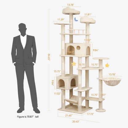 85inch Heavy Duty Cat Tree for Indoor Cats Large Adult, Tall Giant Cat Tower with Scratching Post