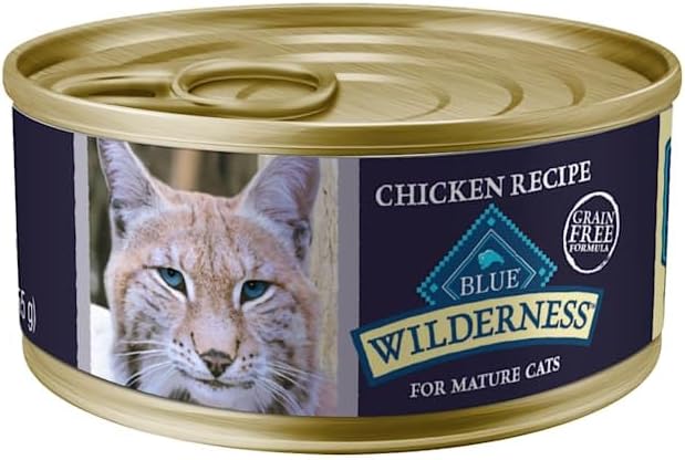 Blue Buffalo Wilderness High Protein Grain Free, Natural Mature Pate Wet Cat Food, Chicken 5.5-oz