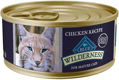 Blue Buffalo Wilderness High Protein Grain Free, Natural Mature Pate Wet Cat Food, Chicken 5.5-oz