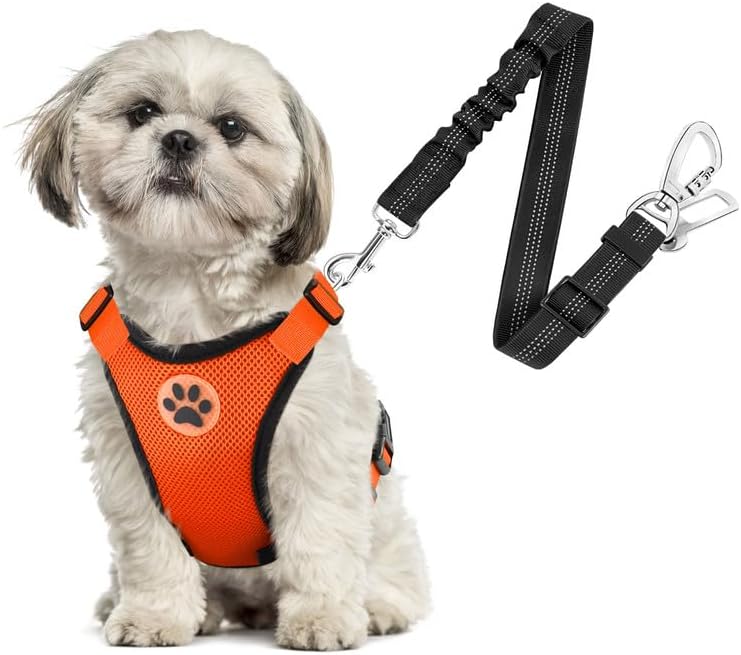 SlowTon Dog Seat Belt Harness for Car, Dog Car Harness Adjustable Mesh Breathable & Dog Seatbelt